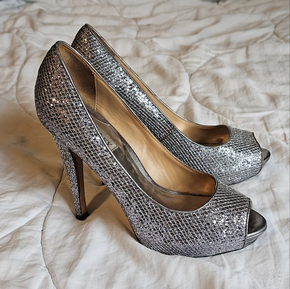 Badgley Mischka Silver Heels with Sophisticated Style